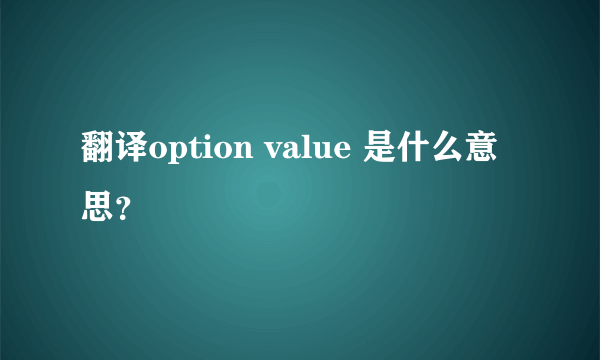 翻译option value 是什么意思？