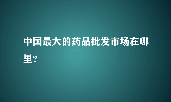 中国最大的药品批发市场在哪里？