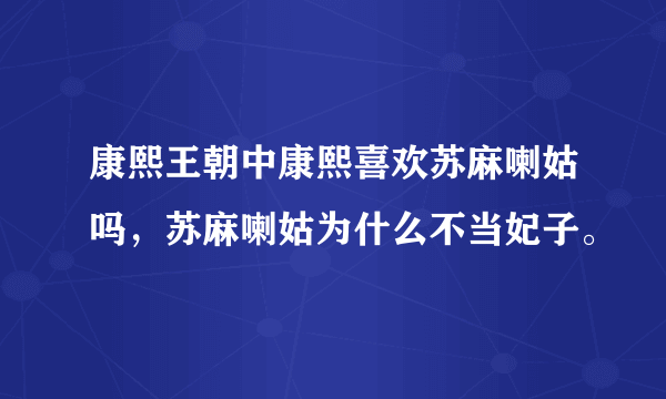 康熙王朝中康熙喜欢苏麻喇姑吗，苏麻喇姑为什么不当妃子。