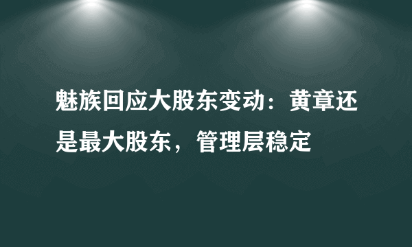 魅族回应大股东变动：黄章还是最大股东，管理层稳定