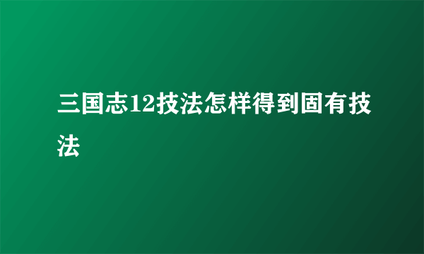 三国志12技法怎样得到固有技法