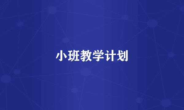 小班教学计划