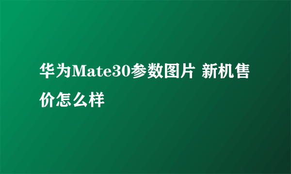 华为Mate30参数图片 新机售价怎么样