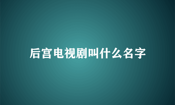 后宫电视剧叫什么名字