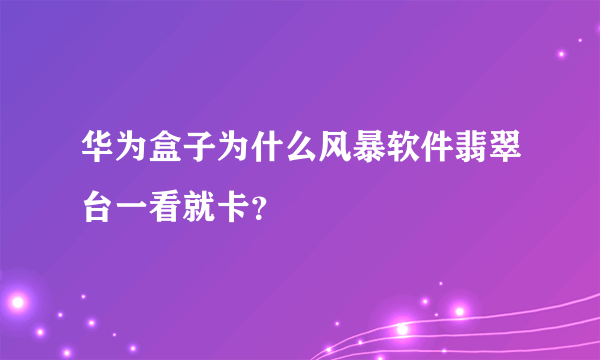 华为盒子为什么风暴软件翡翠台一看就卡？