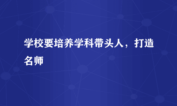 学校要培养学科带头人，打造名师