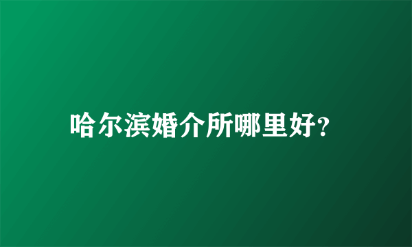 哈尔滨婚介所哪里好？