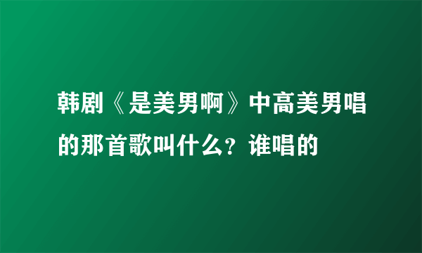 韩剧《是美男啊》中高美男唱的那首歌叫什么？谁唱的
