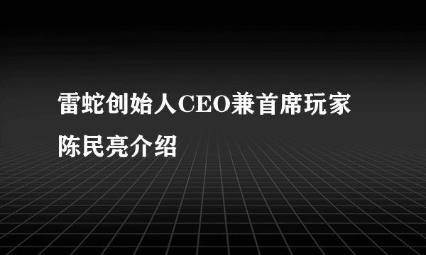 雷蛇创始人CEO兼首席玩家 陈民亮介绍