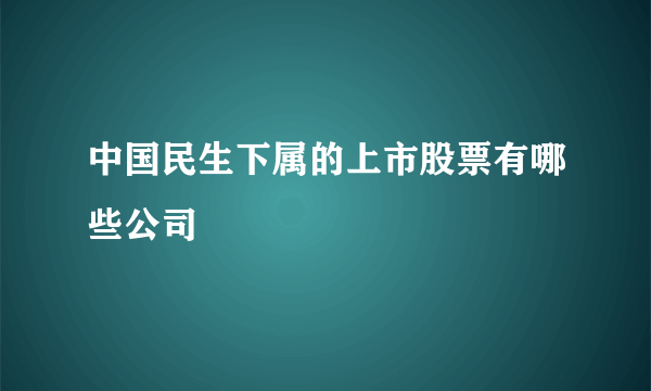 中国民生下属的上市股票有哪些公司