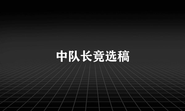 中队长竞选稿