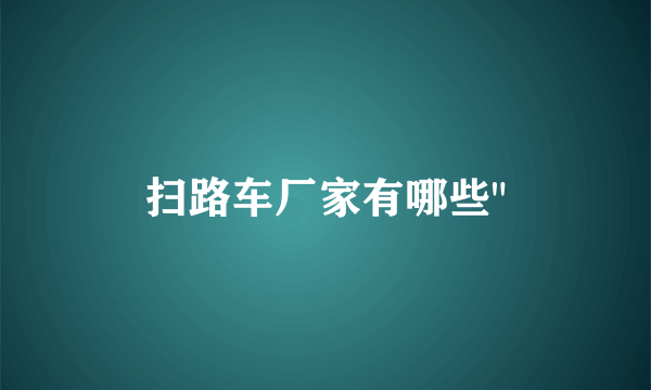 扫路车厂家有哪些