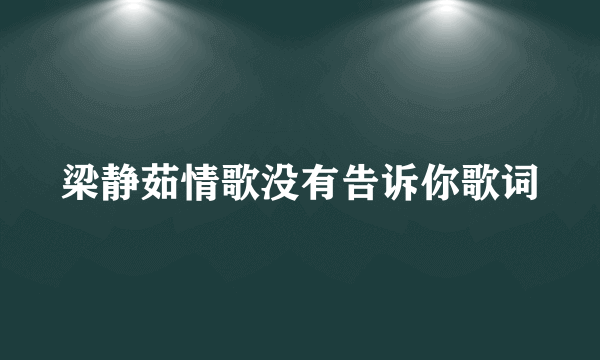 梁静茹情歌没有告诉你歌词