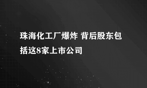珠海化工厂爆炸 背后股东包括这8家上市公司