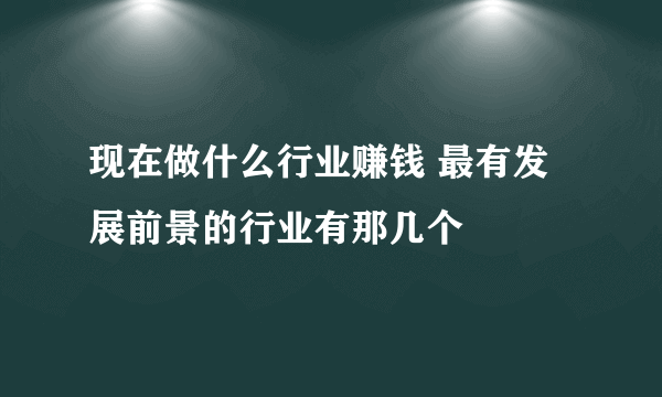 现在做什么行业赚钱 最有发展前景的行业有那几个