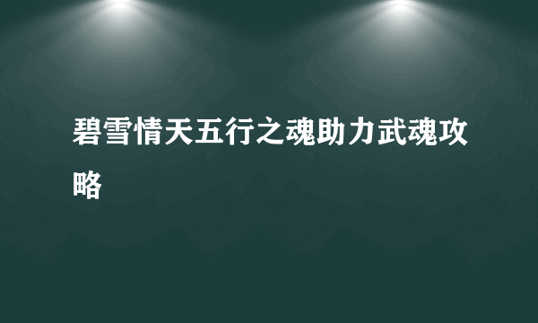 碧雪情天五行之魂助力武魂攻略