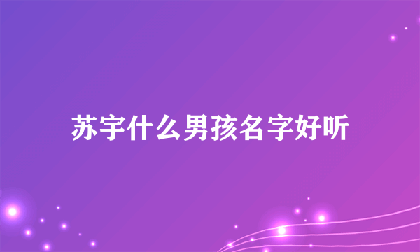 苏宇什么男孩名字好听