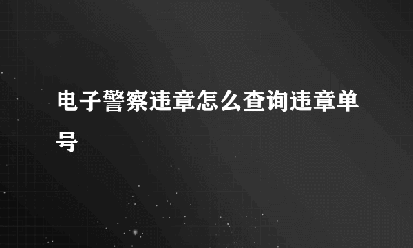电子警察违章怎么查询违章单号