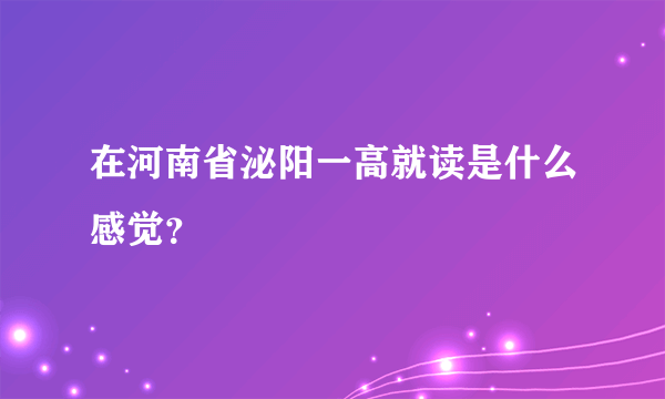 在河南省泌阳一高就读是什么感觉？