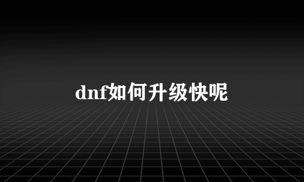 dnf如何升级快呢