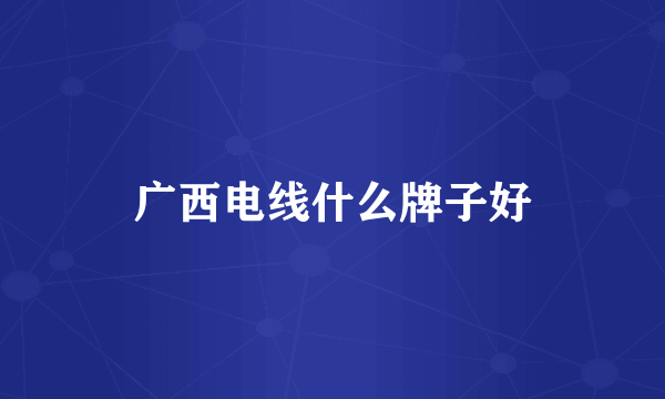 广西电线什么牌子好
