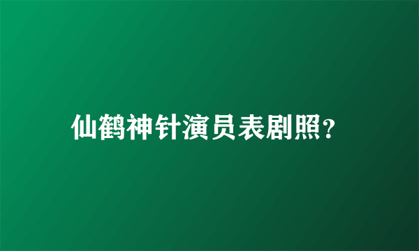 仙鹤神针演员表剧照？