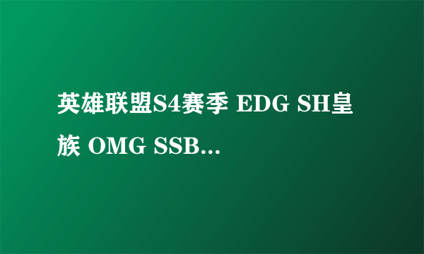 英雄联盟S4赛季 EDG SH皇族 OMG SSB SSW LMQ Fnatic TPA C9 SK DP AHQ TSM Alliance NJWS KBM