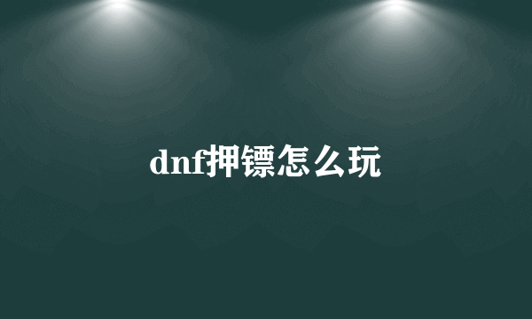 dnf押镖怎么玩