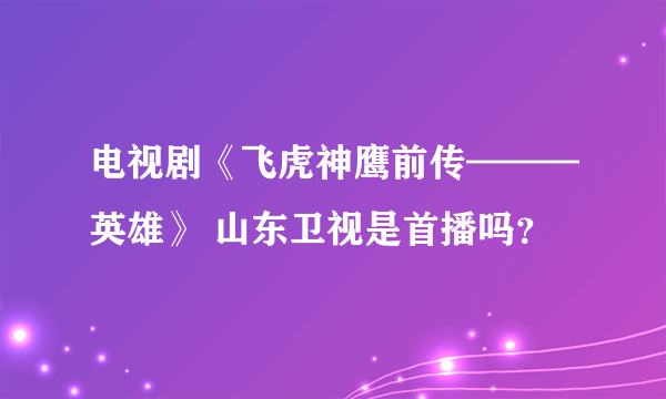 电视剧《飞虎神鹰前传———英雄》 山东卫视是首播吗？