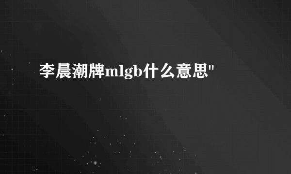 李晨潮牌mlgb什么意思