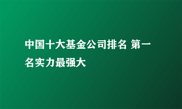 中国十大基金公司排名 第一名实力最强大