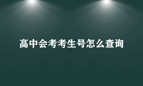 高中会考考生号怎么查询