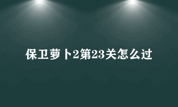 保卫萝卜2第23关怎么过