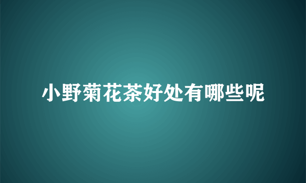小野菊花茶好处有哪些呢