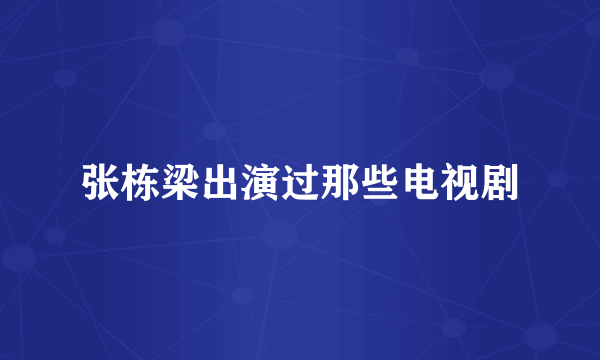 张栋梁出演过那些电视剧