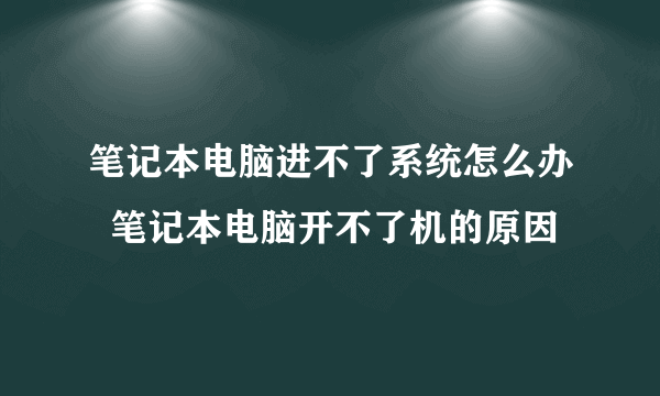 笔记本电脑进不了系统怎么办  笔记本电脑开不了机的原因