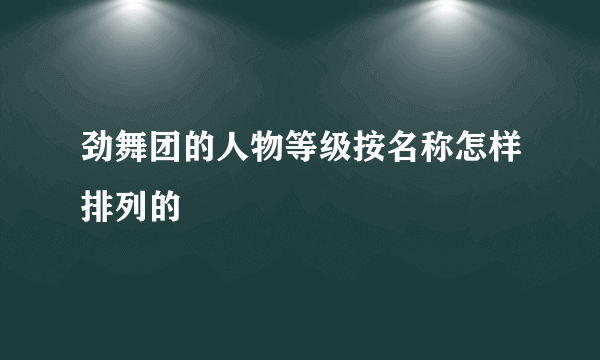 劲舞团的人物等级按名称怎样排列的