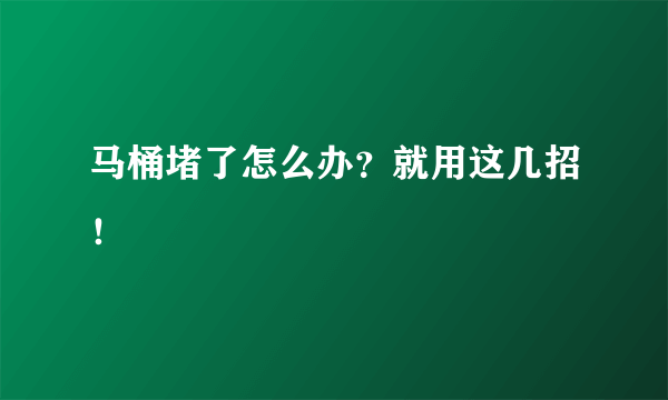 马桶堵了怎么办？就用这几招！