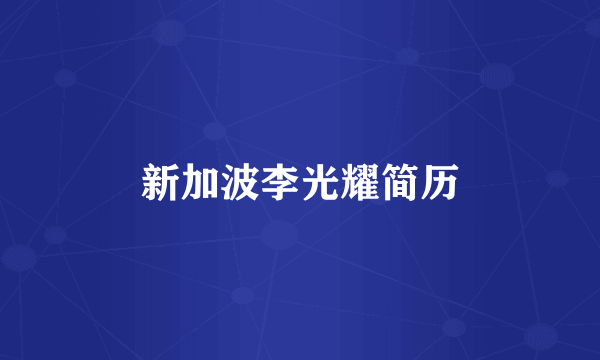 新加波李光耀简历