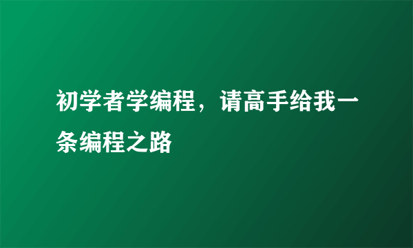 初学者学编程，请高手给我一条编程之路
