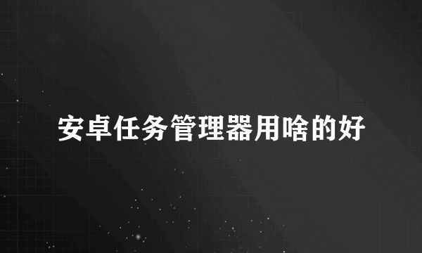 安卓任务管理器用啥的好