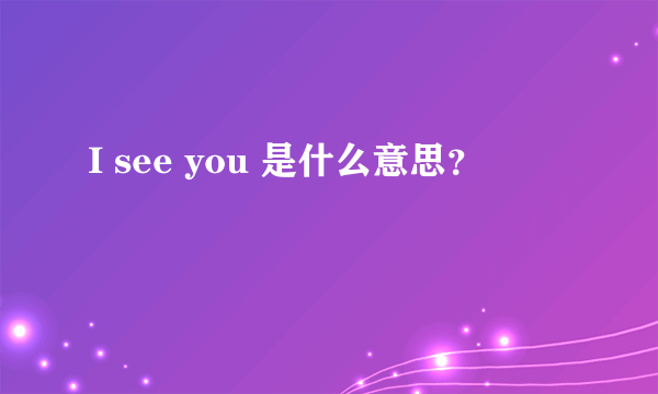I see you 是什么意思？