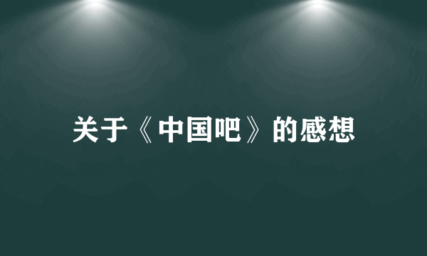 关于《中国吧》的感想