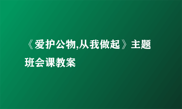 《爱护公物,从我做起》主题班会课教案