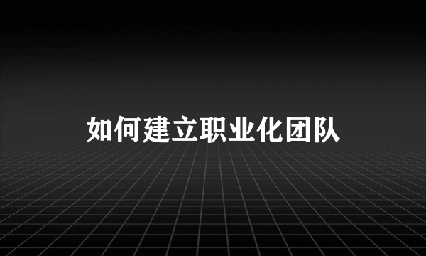 如何建立职业化团队