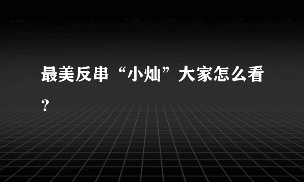 最美反串“小灿”大家怎么看？