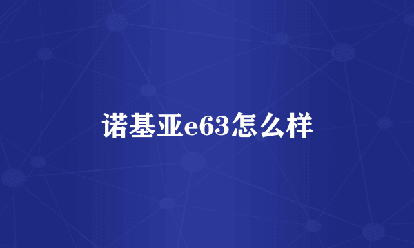 诺基亚e63怎么样