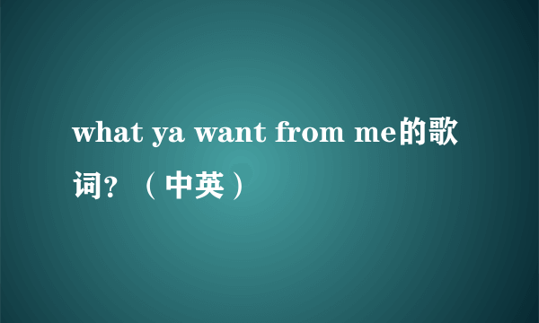 what ya want from me的歌词？（中英）