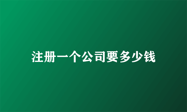 注册一个公司要多少钱