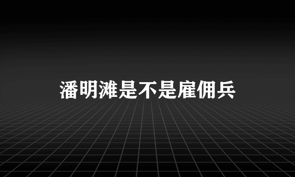 潘明滩是不是雇佣兵